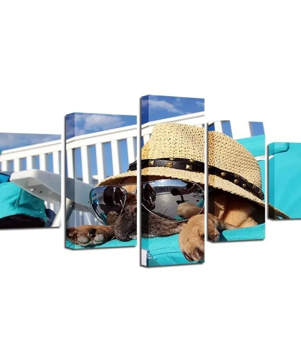 Animal Dog Wear 5 Piece HD Multi Panel Canvas Wall Art Frame