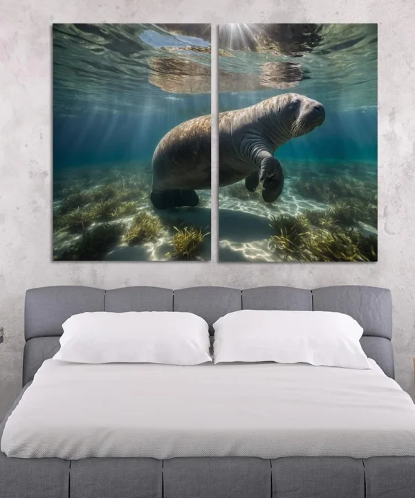 The Majestic Manatee 2 Piece HD Canvas Wall Art