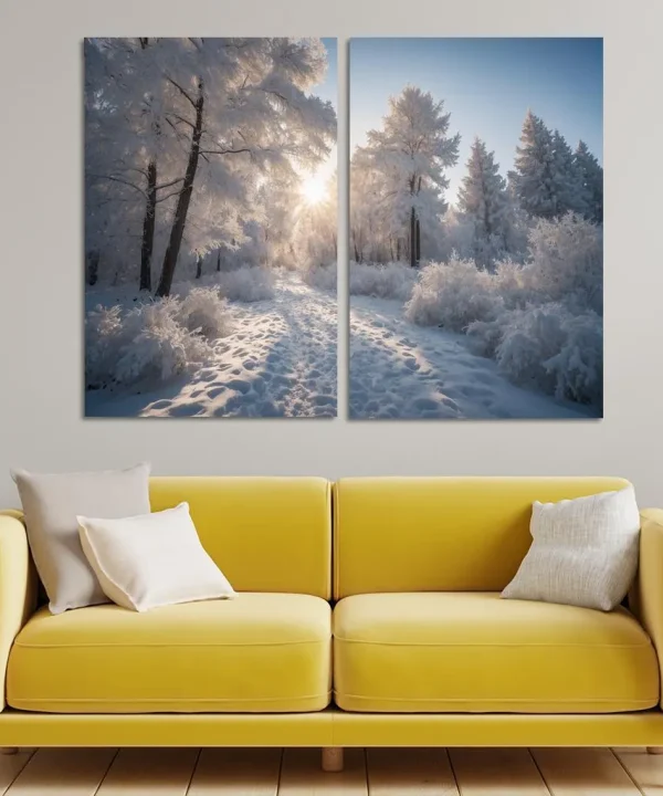 The Radiance of Snowy Winter Landscapes 2 Piece HD Canvas Wall Art
