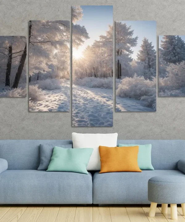 The Radiance of Snowy Winter Landscapes 5 Piece HD Canvas Wall Art