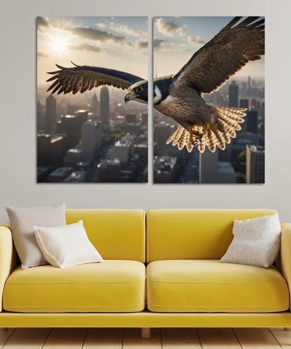 The Agile Peregrine Falcon Nature's Speed Demon 2 Piece HD Canvas Wall Art