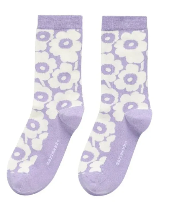Linjaus Unikko Socks in lilac, off white