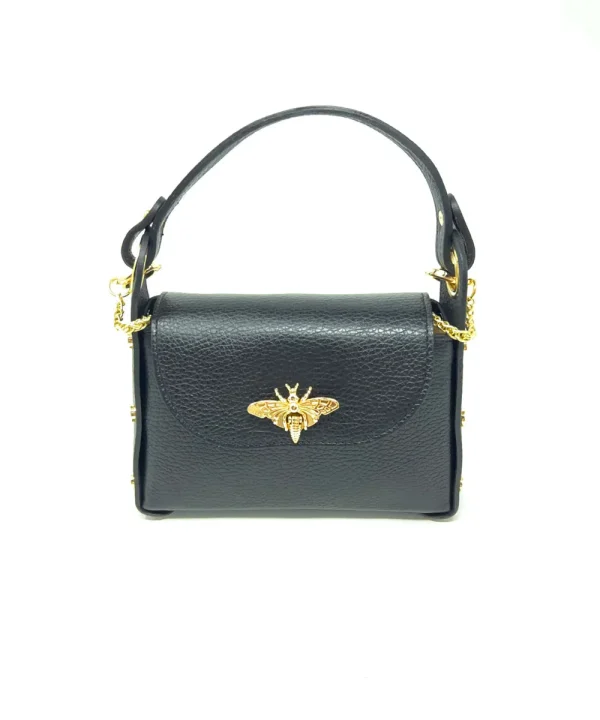 Black Bumble Bee Leather Handbag