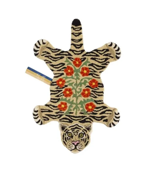 Floral White Tiger Rug Small