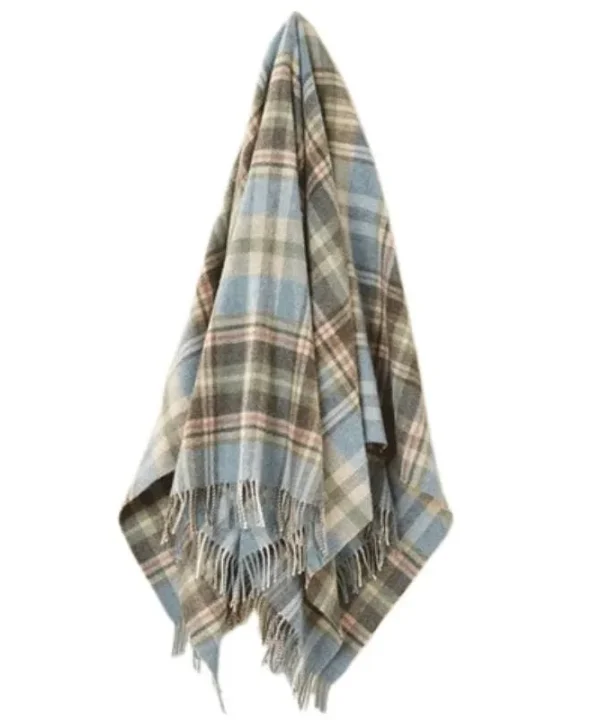 Glen Coe Wool Throw 185x140cm in aqua