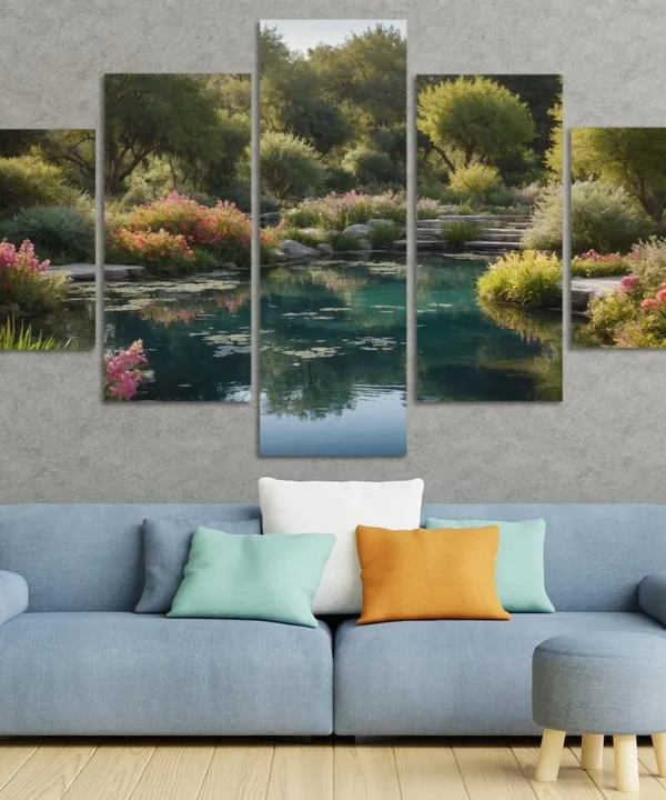 The Hidden Oasis of Serene Springs 5 Piece HD Canvas Wall Art