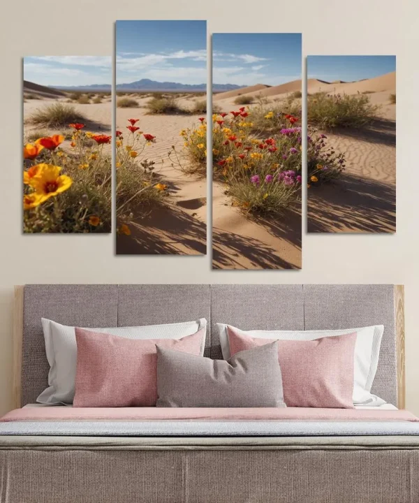 The Peaceful Beauty of Desert Blooms 4 Piece HD Canvas Wall Art