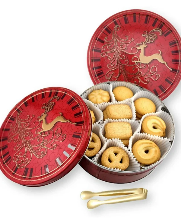 Jacobsens Of Denmark 'Reindeer Embossed' Danish Butter Cookies In Christmas Tin (400G)