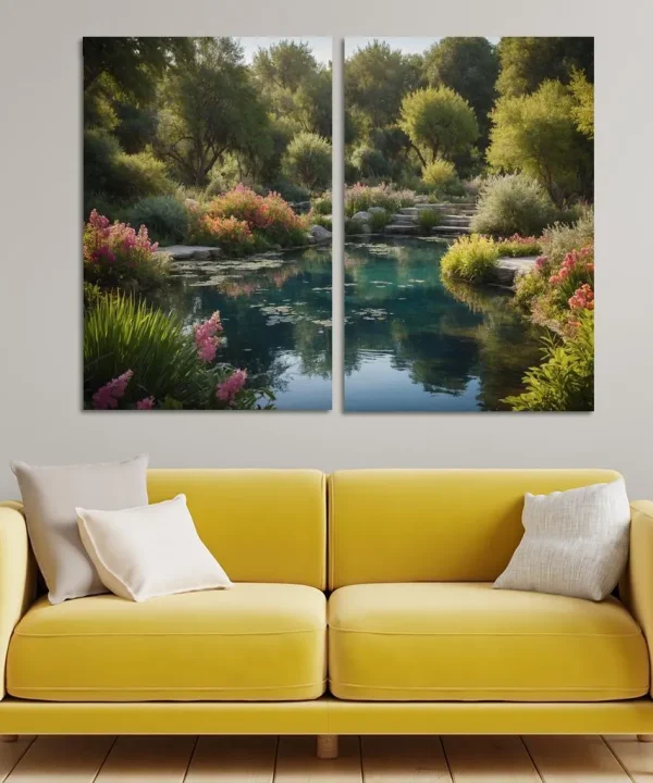 The Hidden Oasis of Serene Springs 2 Piece HD Canvas Wall Art