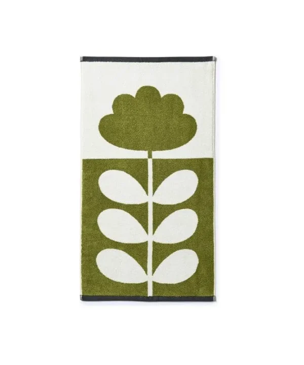 Cut Stem Hand Towel in moss, charcoal
