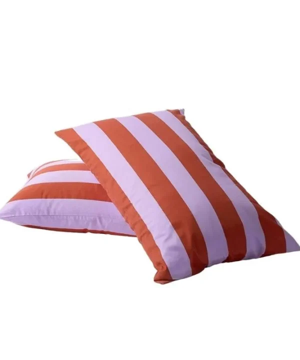 Striped Pillowcase Pair in grapefruit stripes