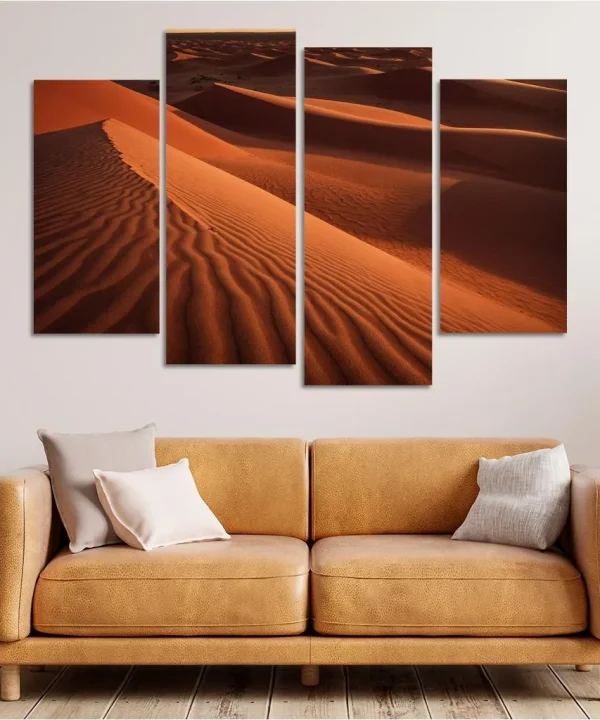 The Majestic Glow of Crimson Dunes 4 Piece HD Canvas Wall Art