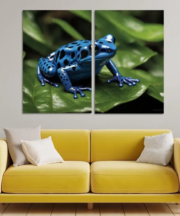 The Exquisite Blue Poison Dart Frog Nature's Gem 2 Piece HD Canvas Wall Art