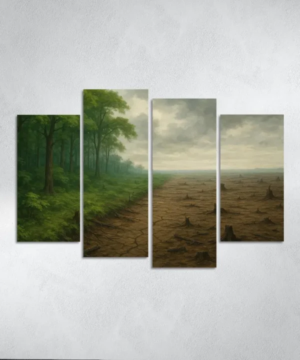Silent Forests Visualizing the Crisis of Deforestation 4 Piece HD Canvas Wall Art