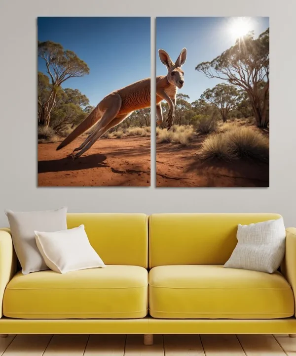 The Enigmatic Red Kangaroo 2 Piece HD Canvas Wall Art