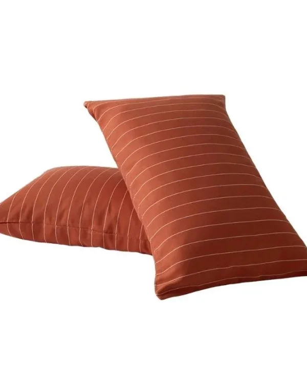 Striped Pillowcase Pair in sienna