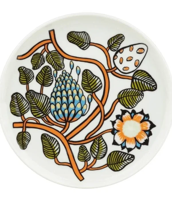 Tiara Plate 20cm in white, warm orange, green