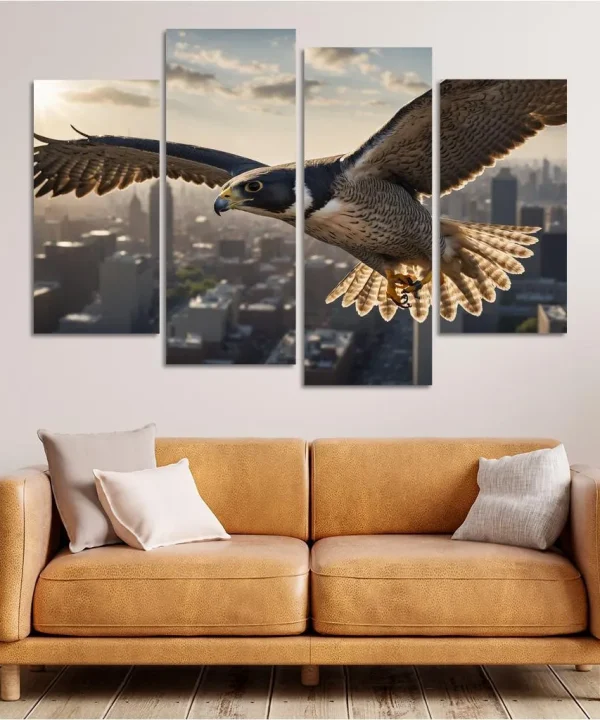 The Agile Peregrine Falcon Nature's Speed Demon 4 Piece HD Canvas Wall Art
