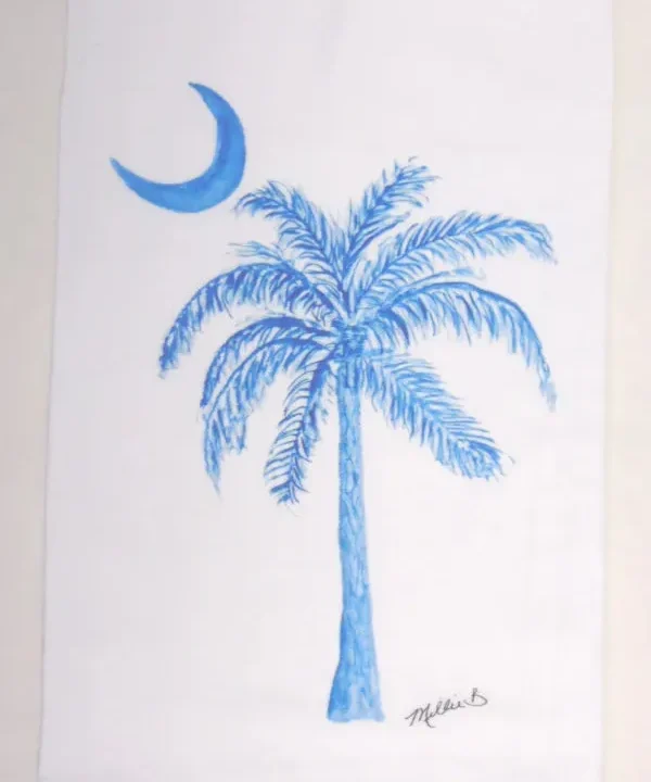 Blue Palm & Moon Kitchen Towel