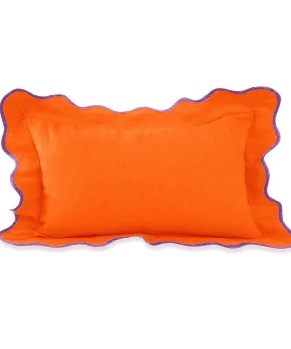 Darcy Linen Cushion 50x30cm in orange, lilac