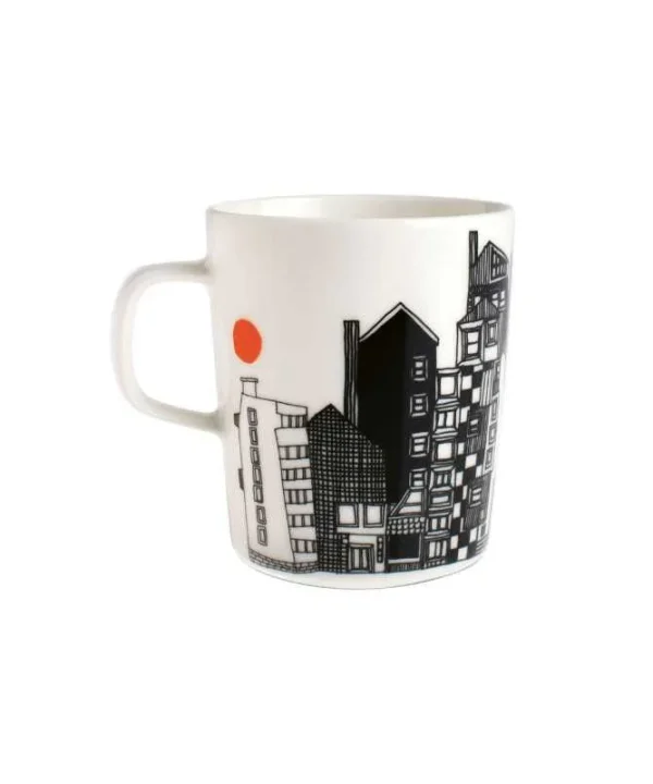 Siirtolapuutarha 250ml Mug in Black with Orange Spot