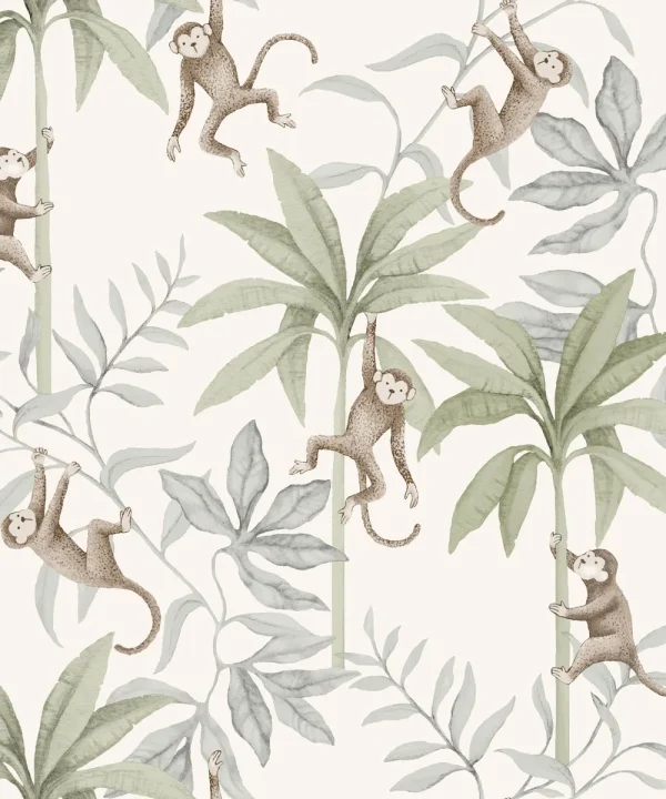 6936 | Jungle Friends, Cocoa And Sage Borastapeter Wallpaper