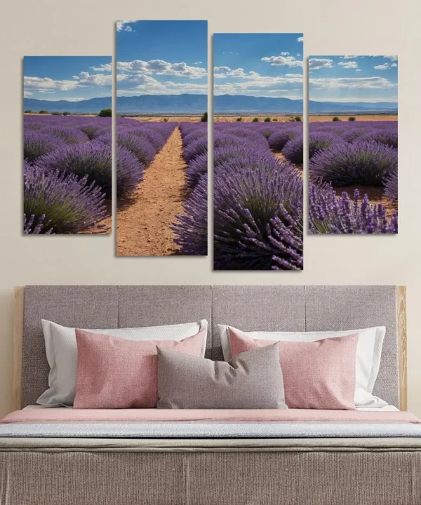 The Tranquil Heights of Lavender Fields 4 Piece HD Canvas Wall Art