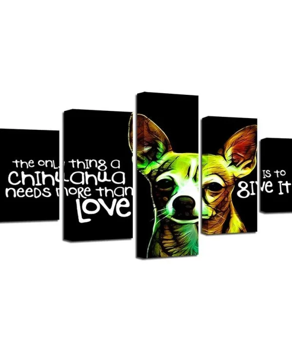 Animal Dog Words 5 Piece HD Multi Panel Canvas Wall Art Frame