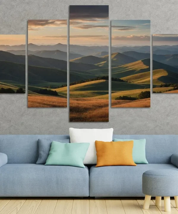 The Splendor of Distant Mountain Ranges 5 Piece HD Canvas Wall Art