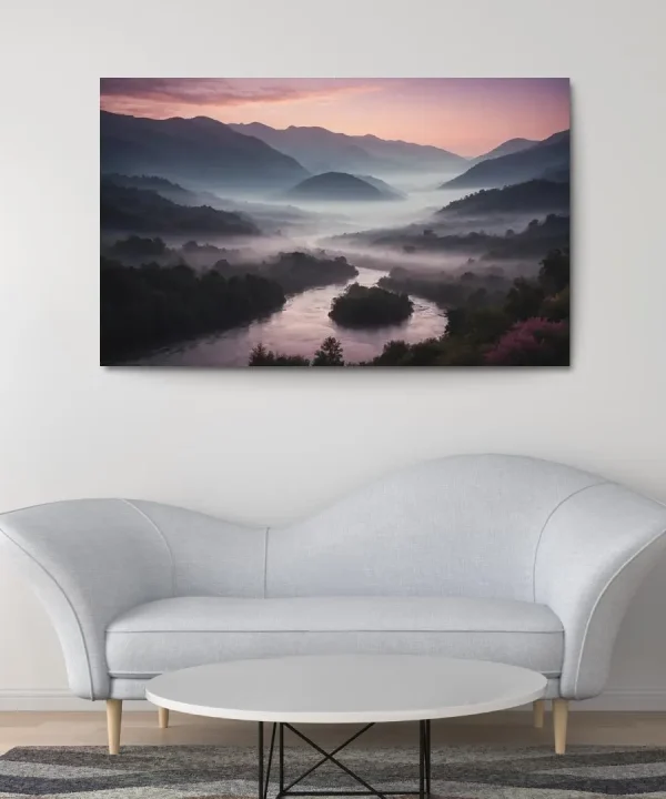 Whispers of the Dusk Over Misty Valleys 1 Piece HD Canvas Wall Art