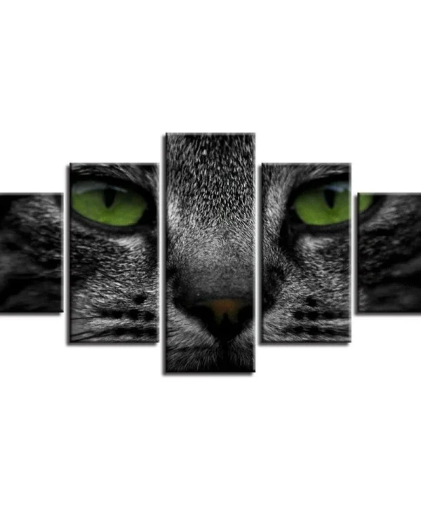 Animal Cat Eyes 5 Piece HD Multi Panel Canvas Wall Art Frame
