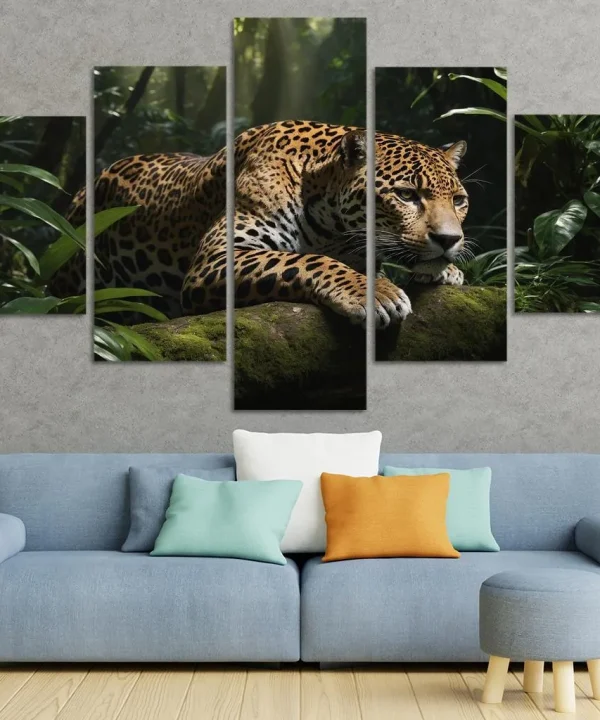 The Mighty Jaguar Stealthy Forest Predator 5 Piece HD Canvas Wall Art