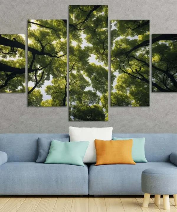 The Ethereal Splendor of Treetop Canopies 5 Piece HD Canvas Wall Art
