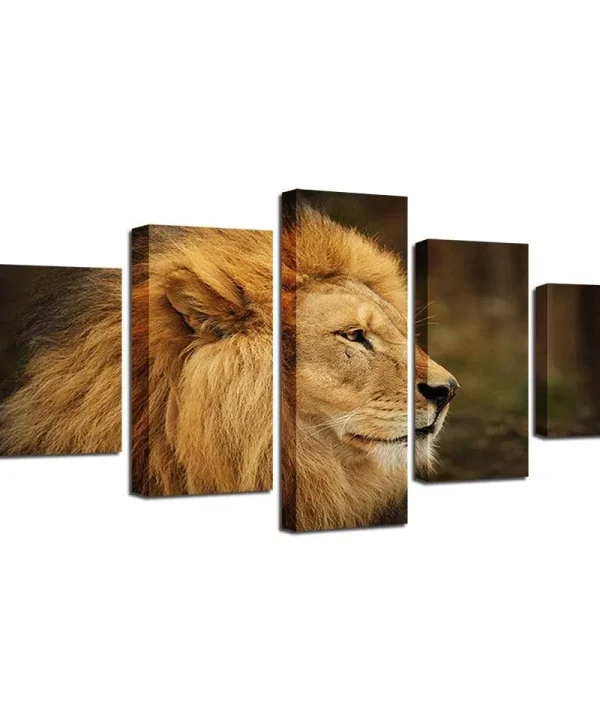Proud Lion 5 Piece HD Multi Panel Canvas Wall Art