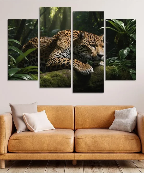 The Mighty Jaguar Stealthy Forest Predator 4 Piece HD Canvas Wall Art