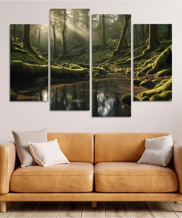 The Serenity of Hidden Forest Glens 4 Piece HD Canvas Wall Art