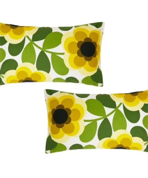 Giant Water Lily Pillowcase Pair 50x75cm in lemon twist