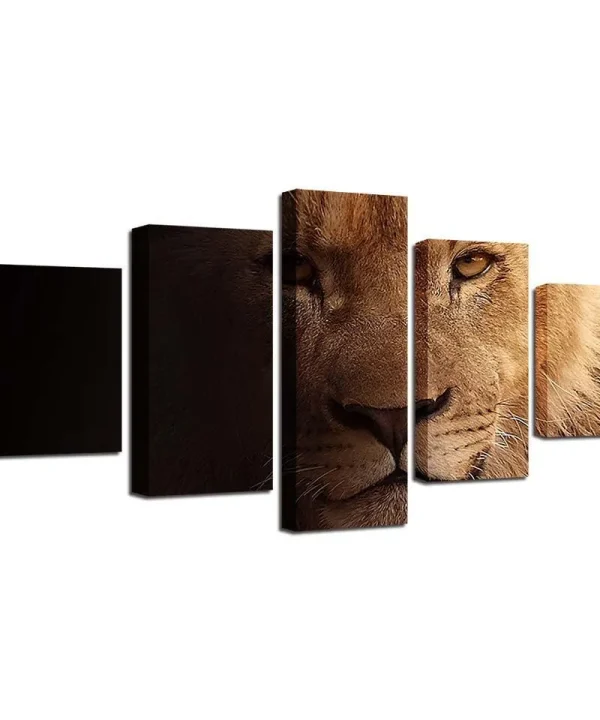 Lion 5 Piece HD Multi Panel Canvas Wall Art Frames Set