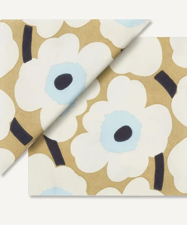 Serviettes in Unikko in cream gold
