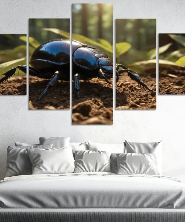 The Enigmatic Dung Beetle Nature's Clean-Up Crew 5 Piece HD Canvas Wall Art
