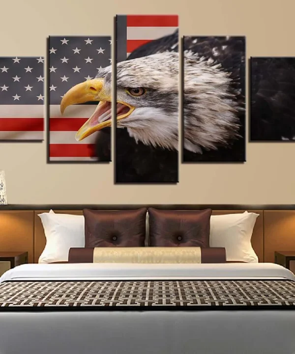 American Eagle 5 Piece HD Multi Panel Canvas Wall Art Frame