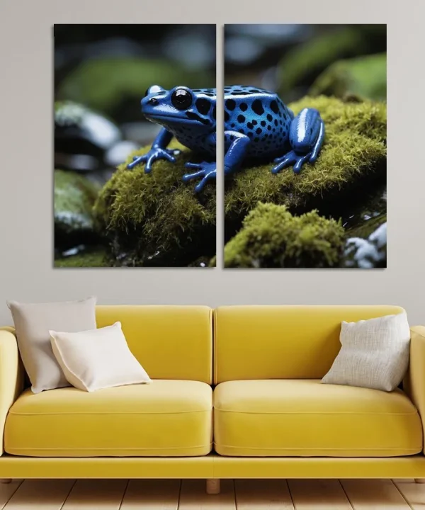 The Striking Blue Poison Dart Frog 2 Piece HD Canvas Wall Art
