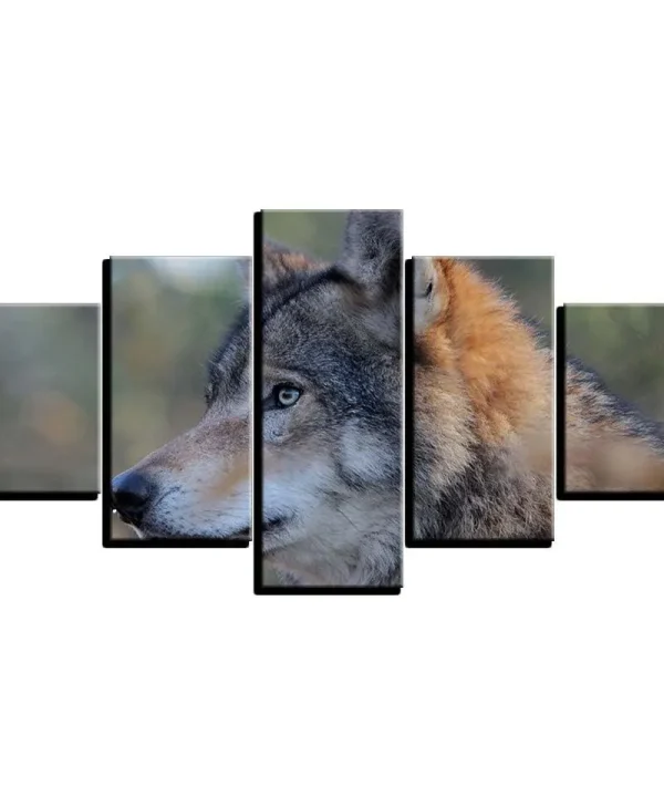 Wolf Animal Frame 5 Piece HD Multi Panel Canvas Wall Art Frame