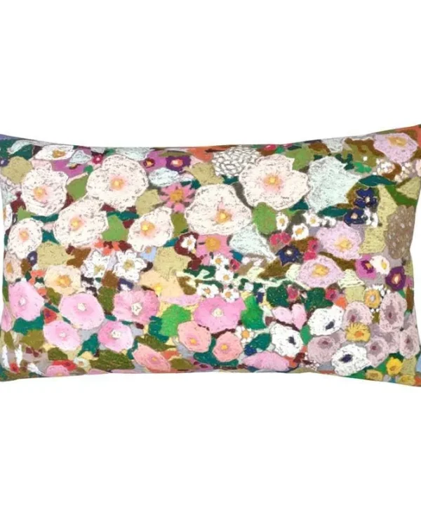 Hollyhocks Outdoor Cushion Cover 30x50cm in spring