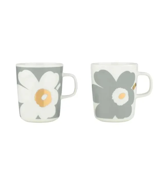 Unikko Anniversary Mug 250ml in white, light grey, gold Set of 2