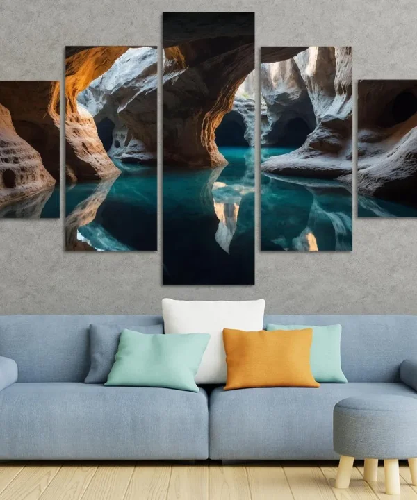 The Enigmatic Light of Cave Reflections 5 Piece HD Canvas Wall Art