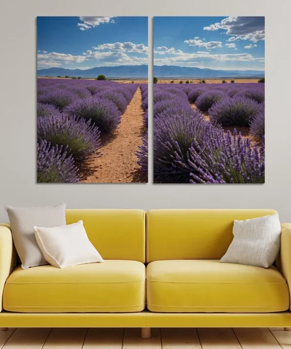 The Tranquil Heights of Lavender Fields 2 Piece HD Canvas Wall Art