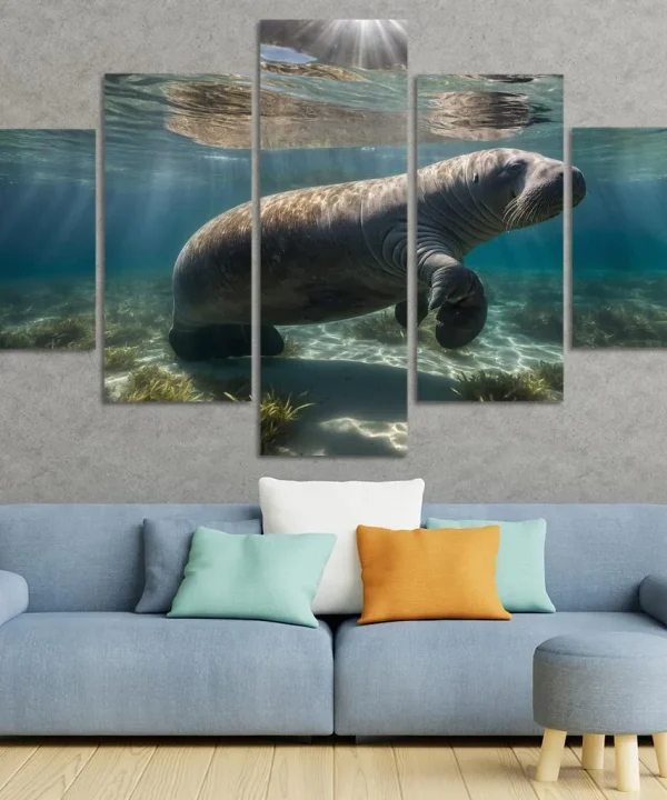 The Majestic Manatee 5 Piece HD Canvas Wall Art