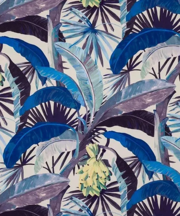 Tropicalia Outdoor Fabric in porcelain blue