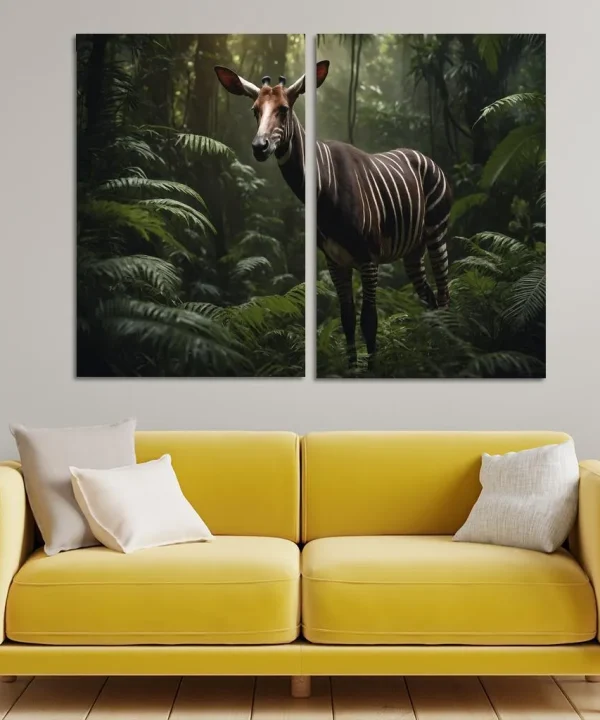 The Spectacular Okapi Forest Giraffe 2 Piece HD Canvas Wall Art